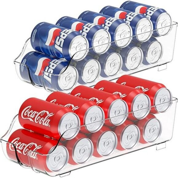 Simple Houseware Soda Can Organizer Storage  Pantry Refrigerator Clear Set of 2 - Picture 7 of 7